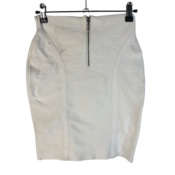 Guess White Mirage Zip Back Bandage Mini Skirt S - Picture 3 of 5